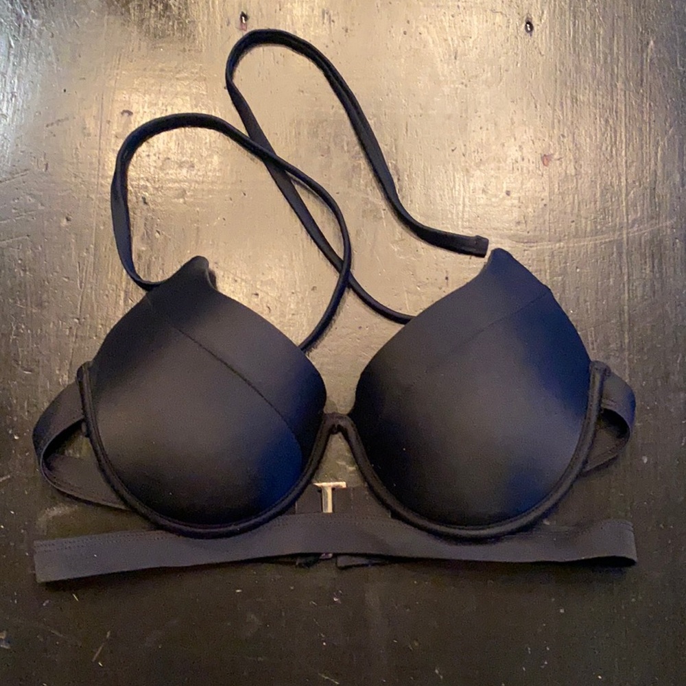 Coral Tropics Bikini Top | Black | Medium